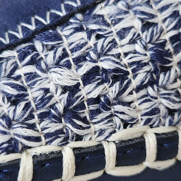 Dolce Vita Denae Platform Sneakers Blue Cream Crochet Knit Suede Casual Boho - Picture 8 of 10